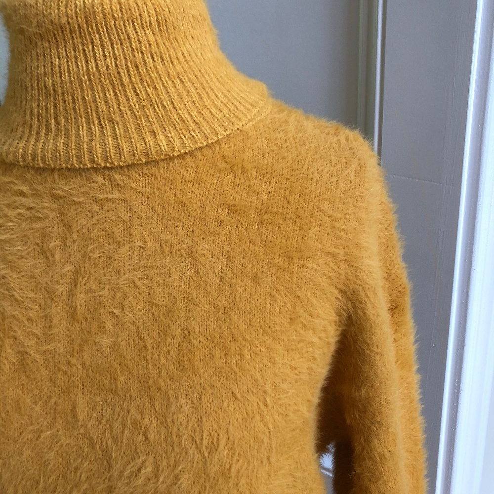 Faux Fur Sweater Dress in Mustard New S M - Picture 7 of 8